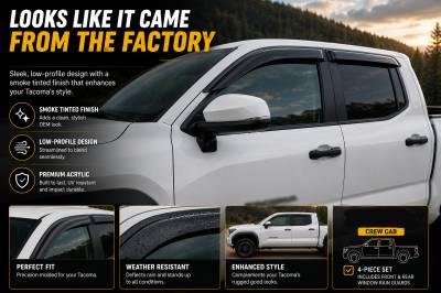 Black Horse Off Road - Black Horse Off Road [BHOR] |Tape On Rain Guard/Wind Deflectors|2024-2026 Toyota Tacoma Crew Cab  |Smoke,4Pcs|#144270 - Image 6