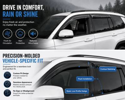 Black Horse Off Road - Black Horse Off Road [BHOR] |Tape On Rain Guard/Wind Deflectors|2021-2026 Jeep Grand Cherokee L |Smoke,4Pcs|#144335 - Image 5