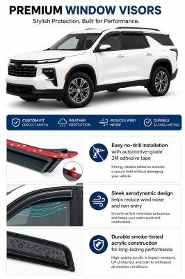 Black Horse Off Road - Black Horse Off Road [BHOR] |Tape On Rain Guard/Wind Deflectors|2018-2024 Chevrolet Traverse |Smoke,4Pcs|#144553 - Image 3