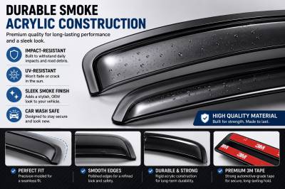 Black Horse Off Road - Black Horse Off Road [BHOR] |Tape On Rain Guard/Wind Deflectors|2018-2024 Chevrolet Equinox |Smoke,4Pcs|#144634 - Image 3