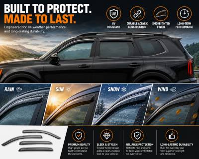 Black Horse Off Road - Black Horse Off Road [BHOR] |Tape On Rain Guard/Wind Deflectors|2020-2024 Kia Telluride |Smoke,4Pcs|#144711 - Image 2