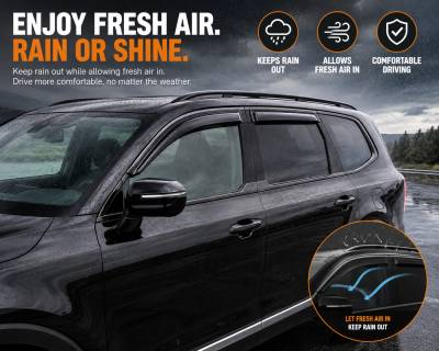 Black Horse Off Road - Black Horse Off Road [BHOR] |Tape On Rain Guard/Wind Deflectors|2020-2024 Kia Telluride |Smoke,4Pcs|#144711 - Image 4