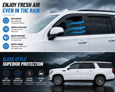 Black Horse Off Road - Black Horse Off Road [BHOR] |Tape On Rain Guard/Wind Deflectors|2021-2024 GMC Yukon XL /2021-2024 Chevrolet Suburban /2021-2024 Cadillac Escalade ESV |Smoke,4Pcs|#144716 - Image 4