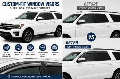 Black Horse Off Road - Black Horse Off Road [BHOR] |Tape On Rain Guard/Wind Deflectors|2018-2024 Ford Expedition |Smoke,4Pcs|#144785 - Image 5