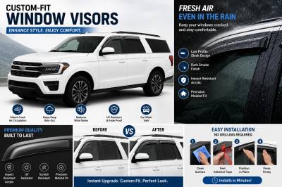 Black Horse Off Road - Black Horse Off Road [BHOR] |Tape On Rain Guard/Wind Deflectors|2018-2024 Ford Expedition |Smoke,4Pcs|#144785 - Image 4