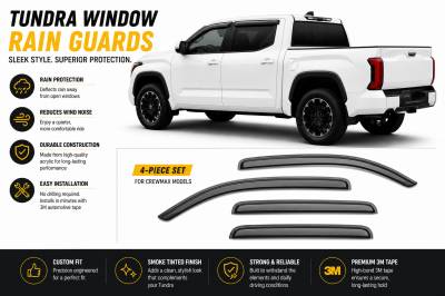 Black Horse Off Road - Black Horse Off Road [BHOR] |Tape On Rain Guard/Wind Deflectors|2022-2026 Toyota Tundra Crew Max|Smoke,4Pcs|#144888 - Image 3