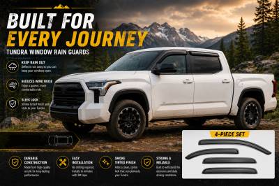 Black Horse Off Road - Black Horse Off Road [BHOR] |Tape On Rain Guard/Wind Deflectors|2022-2026 Toyota Tundra Crew Max|Smoke,4Pcs|#144888 - Image 5