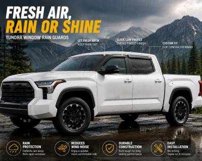 Black Horse Off Road - Black Horse Off Road [BHOR] |Tape On Rain Guard/Wind Deflectors|2022-2026 Toyota Tundra Crew Max|Smoke,4Pcs|#144888 - Image 6