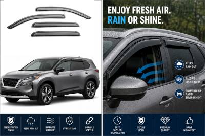 Black Horse Off Road - Black Horse Off Road [BHOR] |Tape On Rain Guard/Wind Deflectors|2021-2024 Nissan Rogue |Smoke,4Pcs|#144902 - Image 3