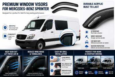 Black Horse Off Road - Black Horse Off Road [BHOR] |Tape On Rain Guard/Wind Deflectors|2006-2018 Mercedes-Benz Sprinter |Smoke,2Pcs|#145319 - Image 4