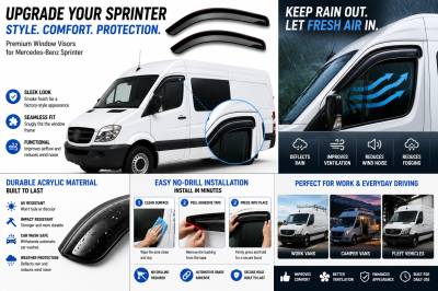 Black Horse Off Road - Black Horse Off Road [BHOR] |Tape On Rain Guard/Wind Deflectors|2006-2018 Mercedes-Benz Sprinter |Smoke,2Pcs|#145319 - Image 6