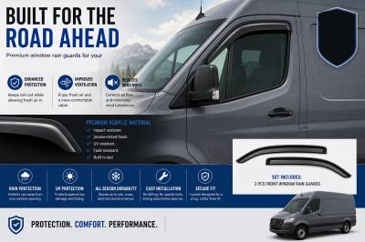 Black Horse Off Road - Black Horse Off Road [BHOR] |Tape On Rain Guard/Wind Deflectors|2019-2025 Mercedes-Benz Sprinter 1500 /2019-2025 Mercedes-Benz Sprinter 2500 /2019-2025 Mercedes-Benz Sprinter 3500 |Smoke,2Pcs|#145321 - Image 2