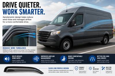 Black Horse Off Road - Black Horse Off Road [BHOR] |Tape On Rain Guard/Wind Deflectors|2019-2025 Mercedes-Benz Sprinter 1500 /2019-2025 Mercedes-Benz Sprinter 2500 /2019-2025 Mercedes-Benz Sprinter 3500 |Smoke,2Pcs|#145321 - Image 6