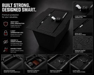 Black Horse Off Road - Center Console Safe-Black-2009-2010 Dodge Ram 1500/2011-2018 Ram 1500/2009-2010 Dodge Ram 2500/2011-2018 Ram 2500/2009-2010 Dodge Ram 3500/2011-2018 Ram 3500/2019-2019 Ram 1500 Classic|Black Horse Off Road - Image 3