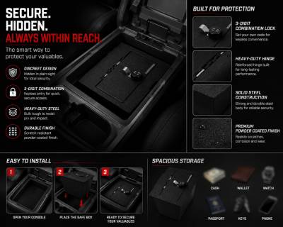 Black Horse Off Road - Center Console Safe-Black-2009-2010 Dodge Ram 1500/2011-2018 Ram 1500/2009-2010 Dodge Ram 2500/2011-2018 Ram 2500/2009-2010 Dodge Ram 3500/2011-2018 Ram 3500/2019-2019 Ram 1500 Classic|Black Horse Off Road - Image 6