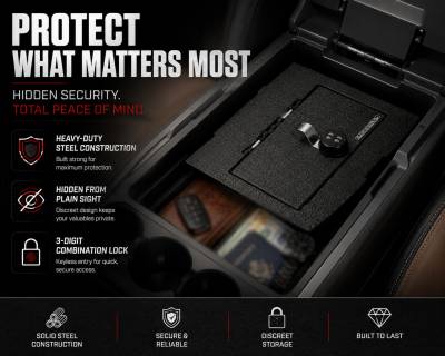 Black Horse Off Road - Center Console Safe-Black-2009-2010 Dodge Ram 1500/2011-2018 Ram 1500/2009-2010 Dodge Ram 2500/2011-2018 Ram 2500/2009-2010 Dodge Ram 3500/2011-2018 Ram 3500/2019-2019 Ram 1500 Classic|Black Horse Off Road - Image 7