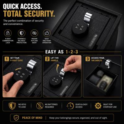 Black Horse Off Road - Center Console Safe-Black-2021-2024 Ford Bronco|Black Horse Off Road - Image 5