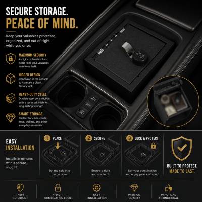 Black Horse Off Road - Center Console Safe-Black-2020-2024 Ford Explorer|Black Horse Off Road - Image 4