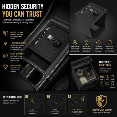 Black Horse Off Road - Center Console Safe-Black-2020-2024 Ford Explorer|Black Horse Off Road - Image 6