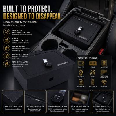 Black Horse Off Road - Center Console Safe-Black-Suburban/Tahoe/Yukon/Yukon XL|Black Horse Off Road - Image 2