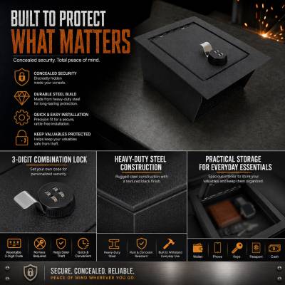 Black Horse Off Road - Center Console Safe-Black-Ridgeline/Passport/Pilot|Black Horse Off Road - Image 3