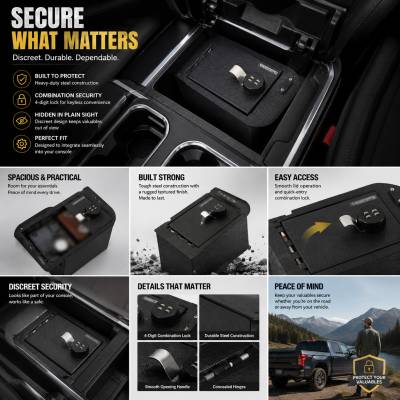 Center Console Safe-Black-Silverado 1500/Sierra 1500|Black Horse Off Road