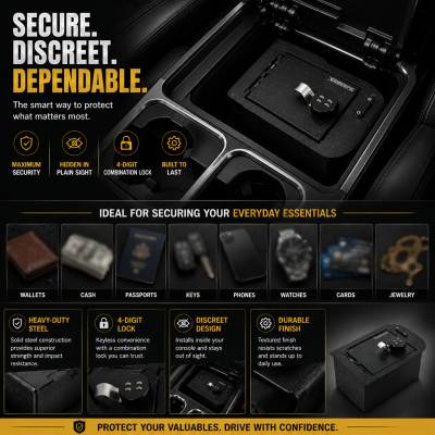 Black Horse Off Road - Center Console Safe-Black-Silverado 1500/Sierra 1500|Black Horse Off Road - Image 4