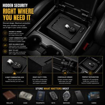 Black Horse Off Road - Center Console Safe-Black-Silverado 1500/Sierra 1500|Black Horse Off Road - Image 5