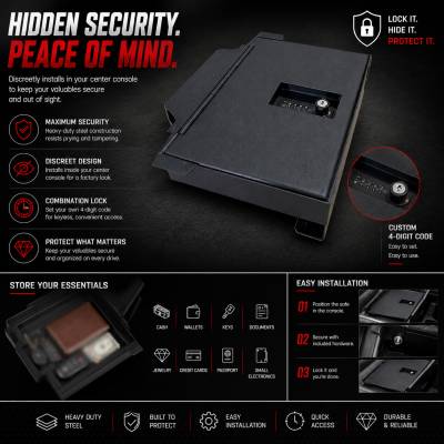 Black Horse Off Road - Center Console Safe-Black-2019-2025 Ram 1500-2500-3500|Black Horse Off Road - Image 4