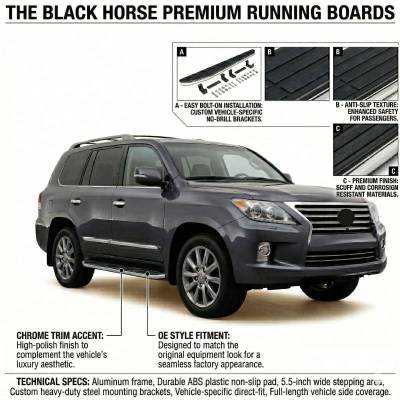 Black Horse Off Road - Premium Running Boards Black For 2016-2022 Lexus RX350|2016-2022 Lexus RX450h | Black Horse Off Road - Image 3