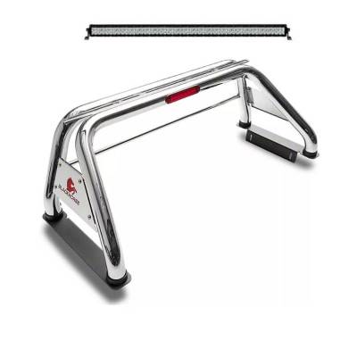 CLASSIC Roll Bar Kit-With 40in LED Light Bar-Stainless Steel-Nissan Titan, Dodge/Ram 2500/3500, Chevrolet Silverado 1500/2500 HD/3500, Ford F-150, GMC Sierra 1500/2500 HD/3500 HD, Toyota Tundra|Black Horse Off Road