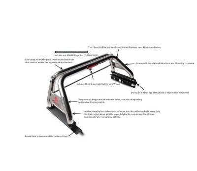 Black Horse Off Road - CLASSIC Roll Bar Kit-With 40in LED Light Bar-Stainless Steel-2005-2021 Nissan Frontier|Black Horse Off Road - Image 5