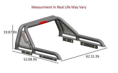 Black Horse Off Road - GLADIATOR Roll Bar Kit-With 40" LED light Bar-Black-2015-2026 GMC Canyon|2015-2026 Chevrolet Colorado|2015-2026 Toyota Tacoma|Black Horse Off Road - Image 3