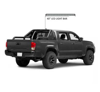 Black Horse Off Road - GLADIATOR Roll Bar Kit-With 40" LED light Bar-Black-2015-2026 GMC Canyon|2015-2026 Chevrolet Colorado|2015-2026 Toyota Tacoma|Black Horse Off Road - Image 23