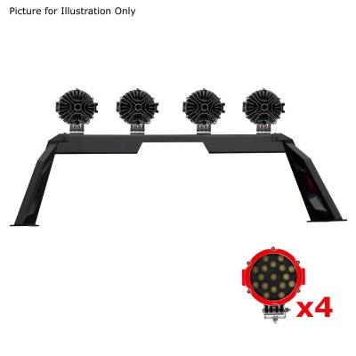 Black Horse Off Road - ARMOUR Roll Bar Kit-With 2 Set of 7.0".Red Trim Rings LED Flood Lights-Matte Black-Ram,Silverado and Sierra F-150/Titan|Black Horse Off Road - Image 11