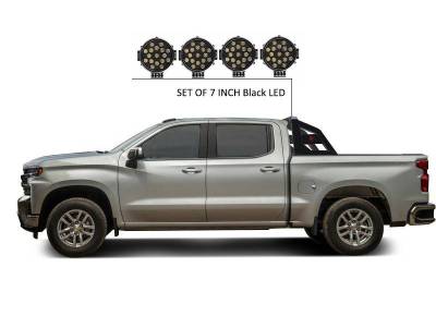 Black Horse Off Road - ARMOUR Roll Bar Kit-With 2 Set of 7.0".Black Trim Rings LED Flood Lights-Matte Black-Ram,Silverado and Sierra F-150/Titan|Black Horse Off Road - Image 5