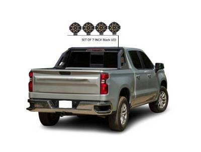 Black Horse Off Road - ARMOUR Roll Bar Kit-With 2 Set of 7.0".Black Trim Rings LED Flood Lights-Matte Black-Ram,Silverado and Sierra F-150/Titan|Black Horse Off Road - Image 3