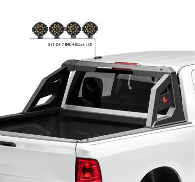 Black Horse Off Road - ARMOUR Roll Bar Kit-With 2 Set of 7.0".Black Trim Rings LED Flood Lights-Matte Black-Ram,Silverado and Sierra F-150/Titan|Black Horse Off Road - Image 26