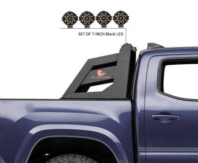 Black Horse Off Road - ARMOUR Roll Bar Kit-With 2 Set of 7.0".Black Trim Rings LED Flood Lights-Matte Black-2005-2021 Nissan Frontier|Black Horse Off Road - Image 9