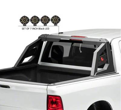 Black Horse Off Road - ARMOUR Roll Bar Kit-With 2 Set of 7.0".Black Trim Rings LED Flood Lights-Matte Black-2005-2021 Nissan Frontier|Black Horse Off Road - Image 7
