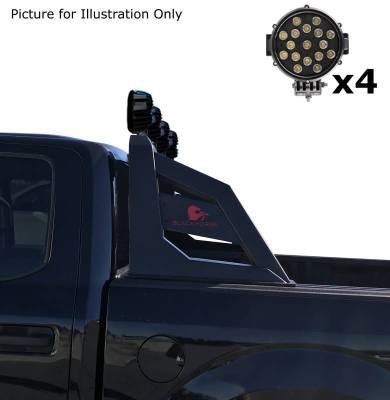 Black Horse Off Road - ARMOUR Roll Bar Kit-With 2 Set of 7.0".Black Trim Rings LED Flood Lights-Matte Black-2005-2021 Nissan Frontier|Black Horse Off Road - Image 3