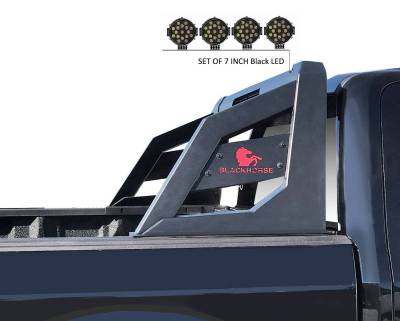 Black Horse Off Road - ARMOUR Roll Bar Kit-With 2 Set of 7.0".Black Trim Rings LED Flood Lights-Matte Black-2005-2021 Nissan Frontier|Black Horse Off Road - Image 5