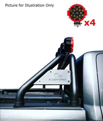 Black Horse Off Road - CLASSIC Roll Bar Kit-With 2 Set of 7.0".Red Trim Rings LED Flood Lights-Black-2019-2026 Ram 1500 ( Excludes Classic model )|Black Horse Off Road - Image 11