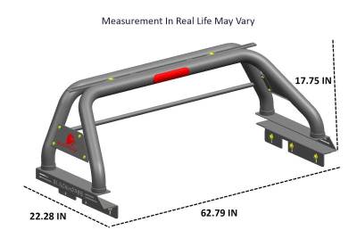 Black Horse Off Road - CLASSIC Roll Bar Kit-With 2 Set of 7.0".Red Trim Rings LED Flood Lights-Black-2005-2021 Nissan Frontier|Black Horse Off Road - Image 10