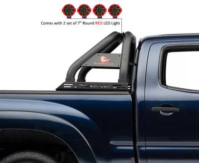 Black Horse Off Road - CLASSIC Roll Bar Kit-With 2 Set of 7.0".Red Trim Rings LED Flood Lights-Black-2015-2026 Chevrolet Colorado|2015-2026 GMC Canyon|Black Horse Off Road - Image 6