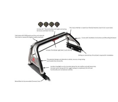 Black Horse Off Road - CLASSIC Roll Bar Kit-With 2 Set of 7.0".Black Trim Rings LED Flood Lights-Stainless Steel-2005-2021 Nissan Frontier|Black Horse Off Road - Image 7