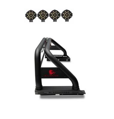 CLASSIC Roll Bar Kit-With 2 Set of 7.0".Black Trim Rings LED Flood Lights-Black-2005-2026 Toyota Tacoma|Black Horse Off Road