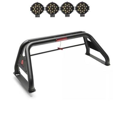 CLASSIC Roll Bar Kit-With 2 Set of 7.0".Black Trim Rings LED Flood Lights-Black-Nissan Titan, Dodge/Ram 2500/3500, Chevrolet Silverado 1500/2500 HD/3500, Ford F-150, GMC Sierra 1500/2500 HD/3500 HD, Toyota Tundra|Black Horse Off Road