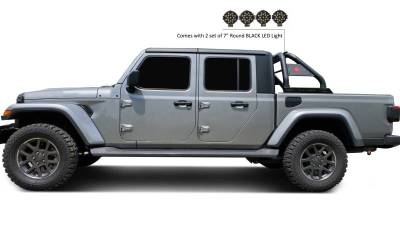 Black Horse Off Road - CLASSIC Roll Bar Kit-With 2 Set of 7.0".Black Trim Rings LED Flood Lights-Black-2020-2026 Jeep Gladiator|Black Horse Off Road - Image 3