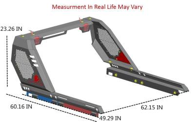 Black Horse Off Road - VIGOR Roll Bar Kit-With 2 Set of 7.0".Red Trim Rings LED Flood Lights-Black-2020-2026 Jeep Gladiator|Black Horse Off Road - Image 15